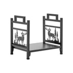VEVOR Indoor Firewood Rack, 45cm Curved Log Holder with Canvas Carrier, 18kg Weight Capacity Wood Storage Stand, Powder-Coated Steel Firewood Holder, Heavy Duty Wood Pile Stacker Rack for Fireplace