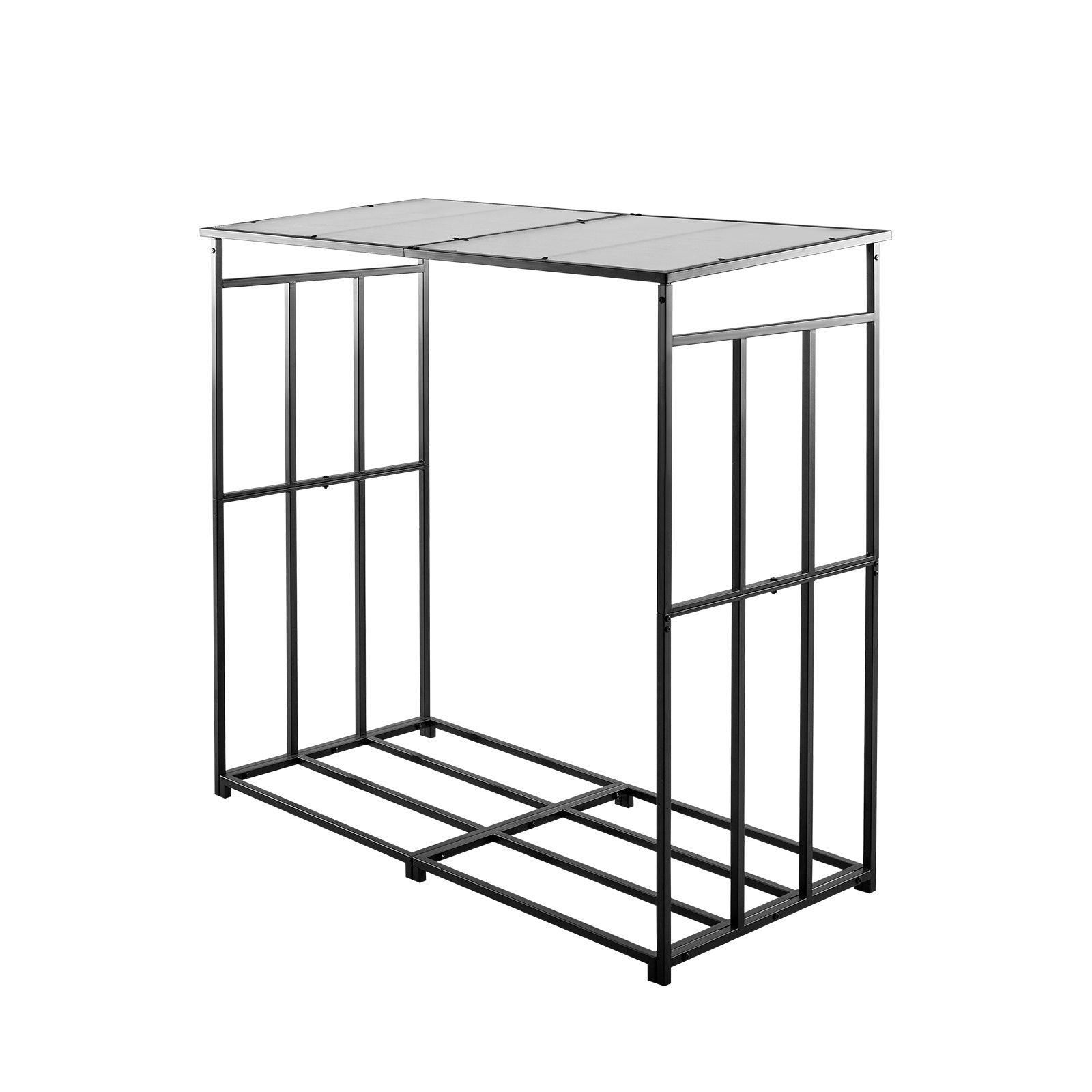 VEVOR Firewood Rack with Sloped Roof, 143cm Outdoor Firewood Holder, 1/4 Cord Log Storage Shed, 299kg Max Weight Capacity, Powder-Coated Metal Wood Storage Rack for Fireplace Deck Backyard Garden