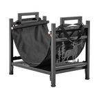 VEVOR Indoor Firewood Rack, 45cm Curved Log Holder with Canvas Carrier, 18kg Weight Capacity Wood Storage Stand, Powder-Coated Steel Firewood Holder, Heavy Duty Wood Pile Stacker Rack for Fireplace
