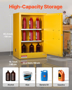 VEVOR Flammable Cabinet, 59 x 46 x 90 cm, 13 Gallon Flammable Storage Cabinet with Adjustable Shelf, Cold-Rolled and Galvanized Steel Fire Cabinets, for Commercial Industrial and Home Use, Yellow