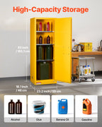 VEVOR Flammable Cabinet, 59 x 46 x 165.1 cm, 23 Gallon Flammable Storage Cabinet with Adjustable Shelf, Cold-Rolled and Galvanized Steel Fire Cabinets, for Commercial Industrial and Home Use, Yellow