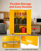 VEVOR Flammable Cabinet, 96.4 x 86.4 x 165.1 cm, 65 Gallon Flammable Storage Cabinet with Adjustable Shelf, Cold-Rolled and Galvanized Steel Fire Cabinets, for Commercial Industrial Home Use, Yellow