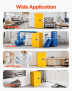 VEVOR Flammable Cabinet, 96.4 x 86.4 x 165.1 cm, 65 Gallon Flammable Storage Cabinet with Adjustable Shelf, Cold-Rolled and Galvanized Steel Fire Cabinets, for Commercial Industrial Home Use, Yellow