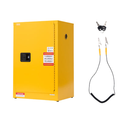 VEVOR Flammable Cabinet, 59 x 46 x 90 cm, 13 Gallon Flammable Storage Cabinet with Adjustable Shelf, Cold-Rolled and Galvanized Steel Fire Cabinets, for Commercial Industrial and Home Use, Yellow