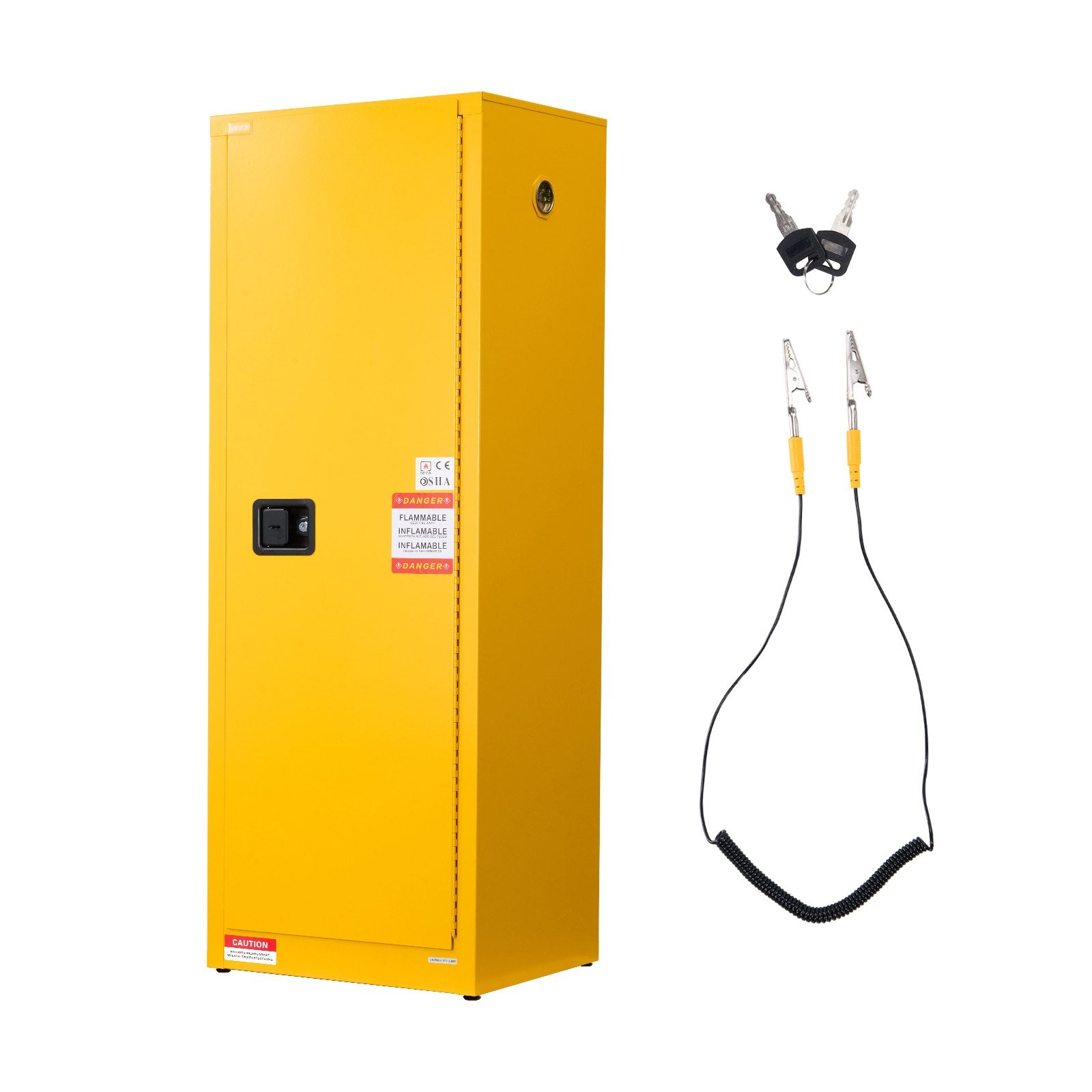 VEVOR Flammable Cabinet, 59 x 46 x 165.1 cm, 23 Gallon Flammable Storage Cabinet with Adjustable Shelf, Cold-Rolled and Galvanized Steel Fire Cabinets, for Commercial Industrial and Home Use, Yellow