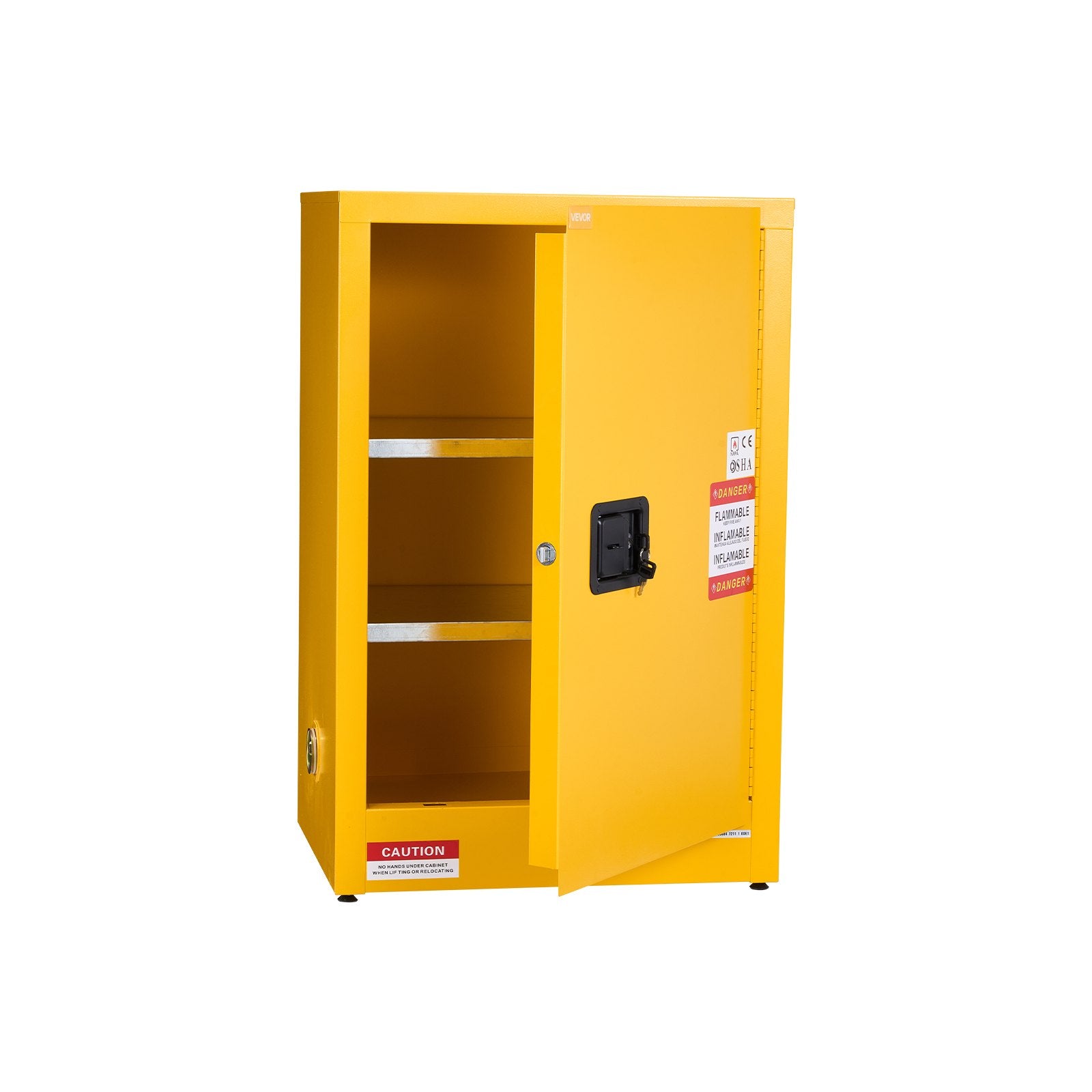 VEVOR Flammable Cabinet, 59 x 46 x 90 cm, 13 Gallon Flammable Storage Cabinet with Adjustable Shelf, Cold-Rolled and Galvanized Steel Fire Cabinets, for Commercial Industrial and Home Use, Yellow