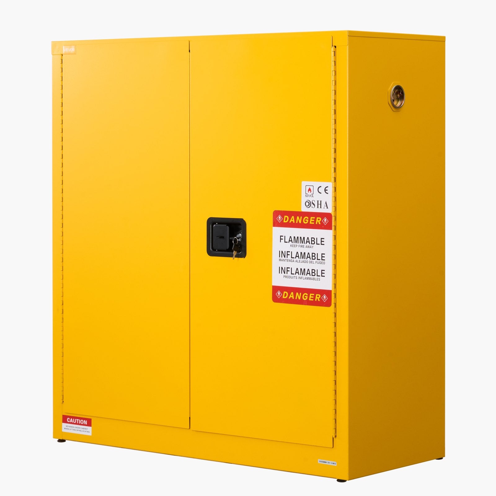 VEVOR Flammable Cabinet, 109.2 x 46 x 118 cm, 29 Gallon Flammable Storage Cabinet with Adjustable Shelf, Cold-Rolled and Galvanized Steel Fire Cabinets, for Commercial Industrial and Home Use, Yellow