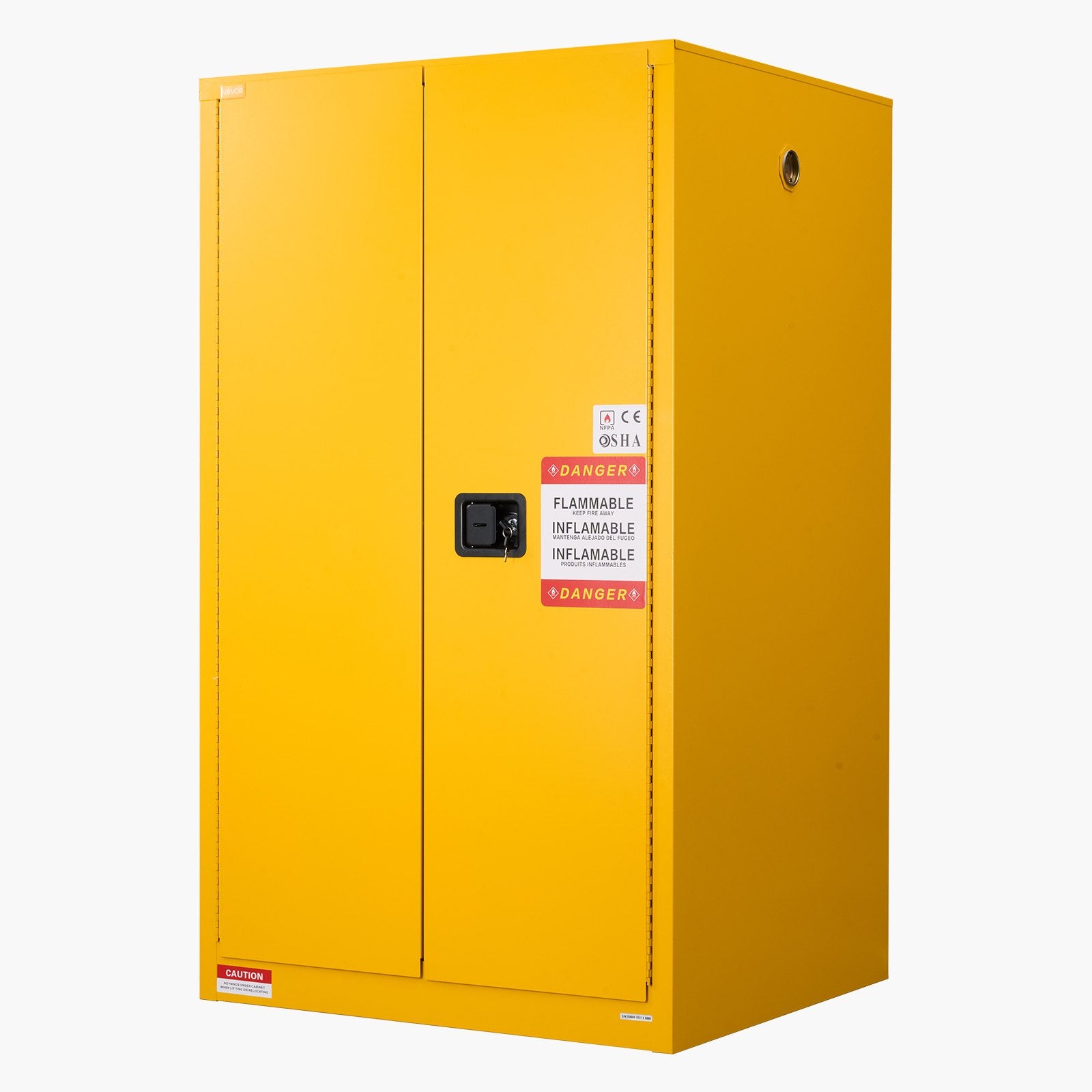 VEVOR Flammable Cabinet, 96.4 x 86.4 x 165.1 cm, 65 Gallon Flammable Storage Cabinet with Adjustable Shelf, Cold-Rolled and Galvanized Steel Fire Cabinets, for Commercial Industrial Home Use, Yellow
