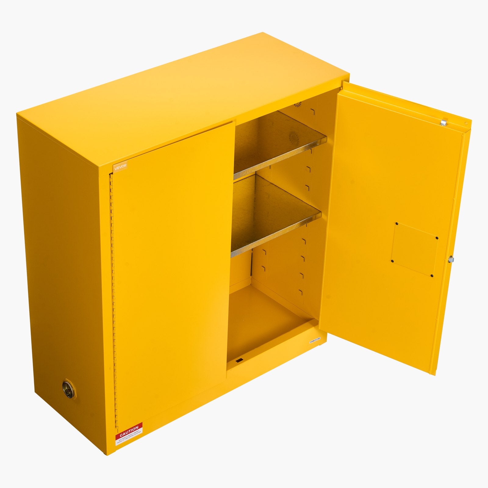 VEVOR Flammable Cabinet, 109.2 x 46 x 118 cm, 29 Gallon Flammable Storage Cabinet with Adjustable Shelf, Cold-Rolled and Galvanized Steel Fire Cabinets, for Commercial Industrial and Home Use, Yellow