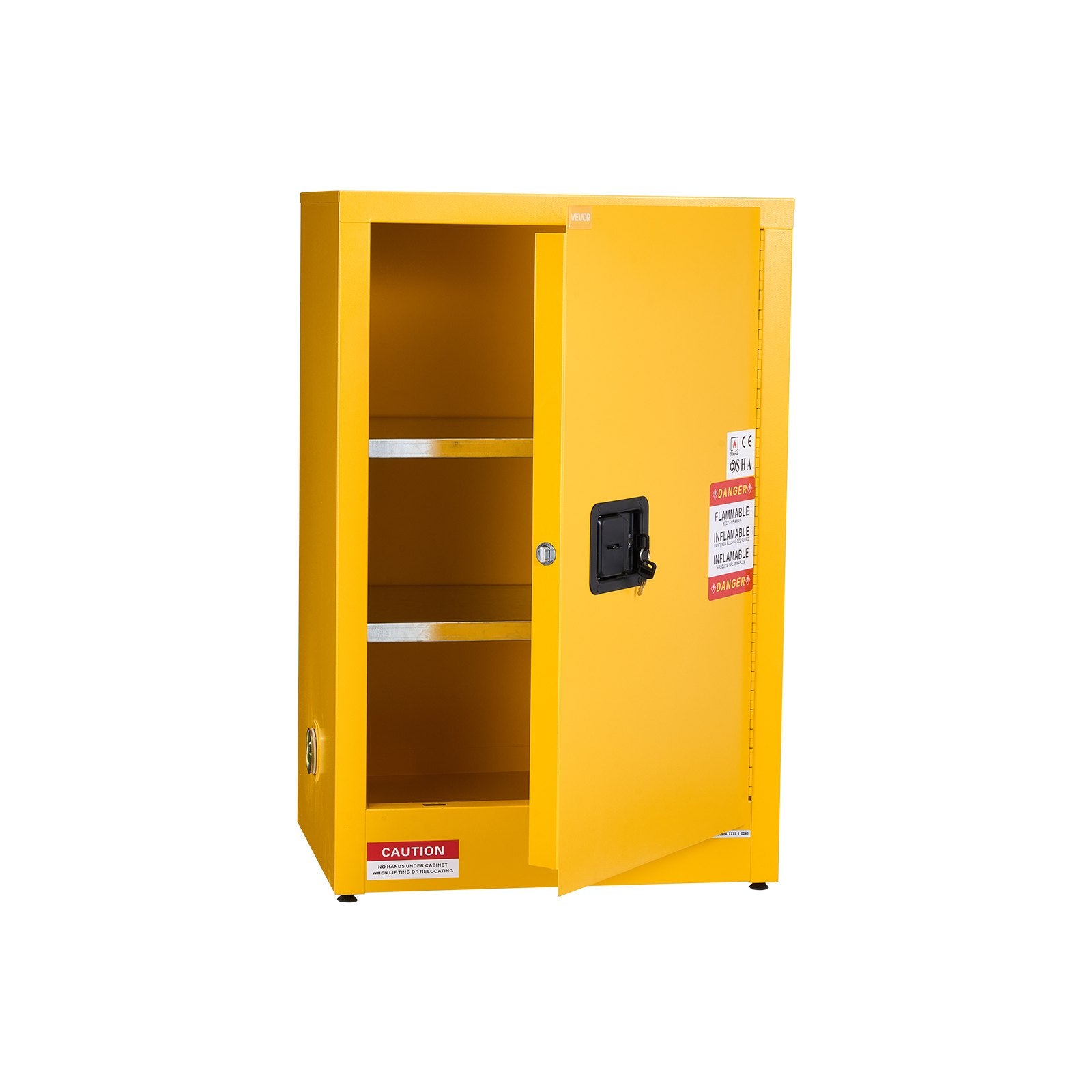 VEVOR Flammable Cabinet, 59 x 46 x 90 cm, 13 Gallon Flammable Storage Cabinet with Adjustable Shelf, Cold-Rolled and Galvanized Steel Fire Cabinets, for Commercial Industrial and Home Use, Yellow