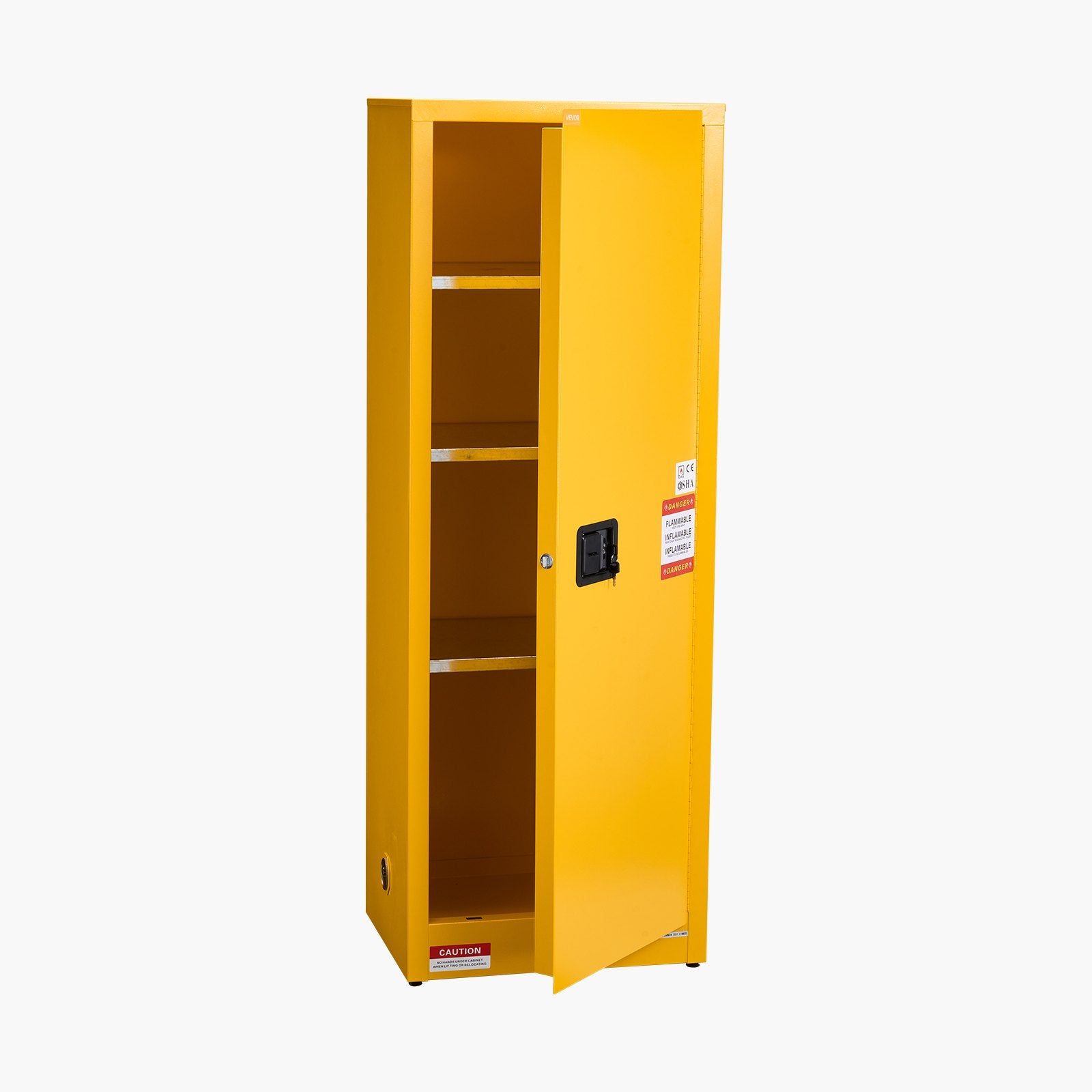 VEVOR Flammable Cabinet, 59 x 46 x 165.1 cm, 23 Gallon Flammable Storage Cabinet with Adjustable Shelf, Cold-Rolled and Galvanized Steel Fire Cabinets, for Commercial Industrial and Home Use, Yellow