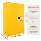 VEVOR Flammable Safety Cabinet, 170.3 L, Cold-Rolled Steel Flammable Liquid Storage Cabinet, 109 x 46 x 165.6 cm Explosion Proof with 2 Adjustable Shelves 2 Manual Doors for Industrial Use, Yellow