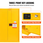 VEVOR Flammable Safety Cabinet, 170.3 L, Cold-Rolled Steel Flammable Liquid Storage Cabinet, 109 x 46 x 165.6 cm Explosion Proof with 2 Adjustable Shelves 2 Manual Doors for Industrial Use, Yellow