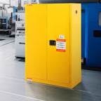 VEVOR Flammable Safety Cabinet, 170.3 L, Cold-Rolled Steel Flammable Liquid Storage Cabinet, 109 x 46 x 165.6 cm Explosion Proof with 2 Adjustable Shelves 2 Manual Doors for Industrial Use, Yellow