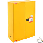 VEVOR Flammable Safety Cabinet, 170.3 L, Cold-Rolled Steel Flammable Liquid Storage Cabinet, 109 x 46 x 165.6 cm Explosion Proof with 2 Adjustable Shelves 2 Manual Doors for Industrial Use, Yellow