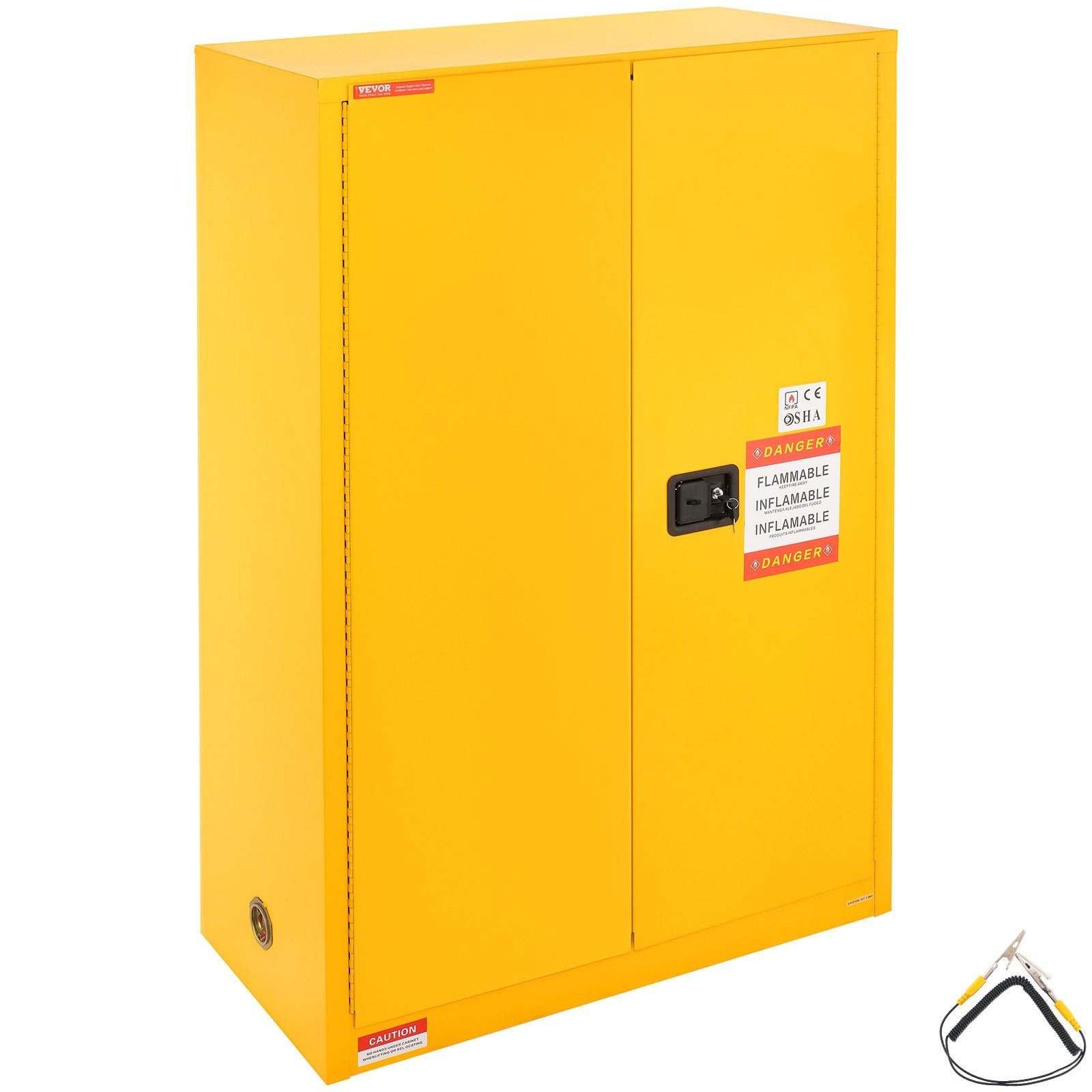 VEVOR Flammable Safety Cabinet, 170.3 L, Cold-Rolled Steel Flammable Liquid Storage Cabinet, 109 x 46 x 165.6 cm Explosion Proof with 2 Adjustable Shelves 2 Manual Doors for Industrial Use, Yellow