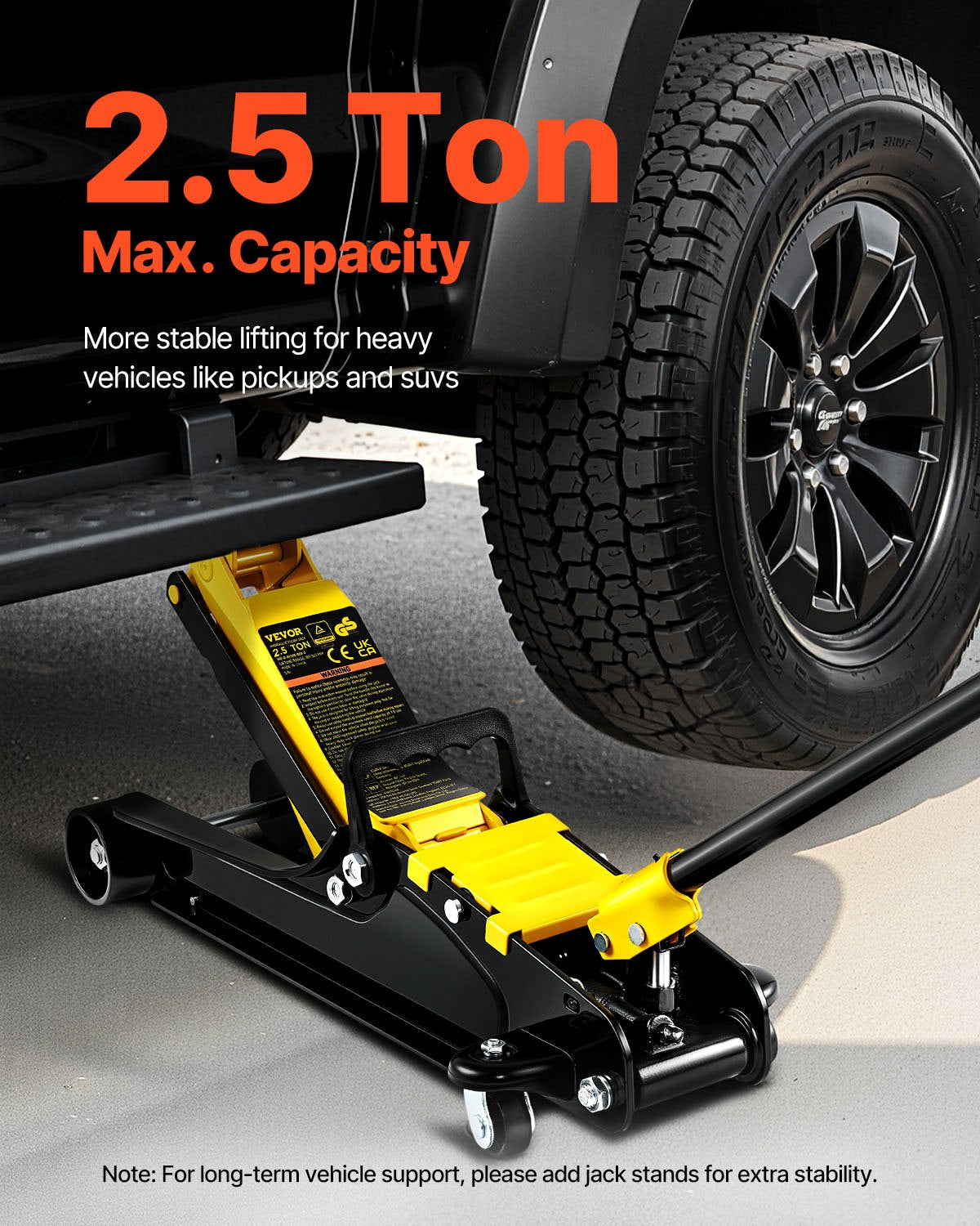 VEVOR Floor Jack, 2.5 Ton Low Profile Floor Jack, Heavy-duty Steel Racing Floor Jack With Single Piston Lift Pump, Floor Jack Lifting Range 85 mm-380 mm