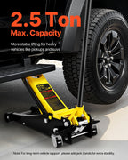 VEVOR Floor Jack, 2.5 Ton Low Profile Floor Jack, Heavy-duty Steel Racing Floor Jack with Dual Pistons Quick Lift Pump, Floor Jack Lifting Range 3.64"-19.49"