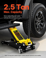VEVOR Floor Jack, 2.5 Ton Low Profile Floor Jack, Heavy-duty Steel Racing Floor Jack with Dual Pistons Quick Lift Pump, Floor Jack Lifting Range 3.64"-19.49"