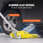 VEVOR Low Profile Floor Jack 3 Ton (6600 lbs), Heavy Duty Aluminum Hydraulic Racing Floor Jack, Hydraulic Car Jack, Dual Piston Quick Lift Pump, 3.7"-18.3" Height Lifting Range (Yellow)