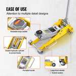 VEVOR Low Profile Floor Jack 3 Ton (6600 lbs), Heavy Duty Aluminum Hydraulic Racing Floor Jack, Hydraulic Car Jack, Dual Piston Quick Lift Pump, 3.7"-18.3" Height Lifting Range (Yellow)