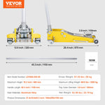 VEVOR Low Profile Floor Jack 3 Ton (6600 lbs), Heavy Duty Aluminum Hydraulic Racing Floor Jack, Hydraulic Car Jack, Dual Piston Quick Lift Pump, 3.7"-18.3" Height Lifting Range (Yellow)
