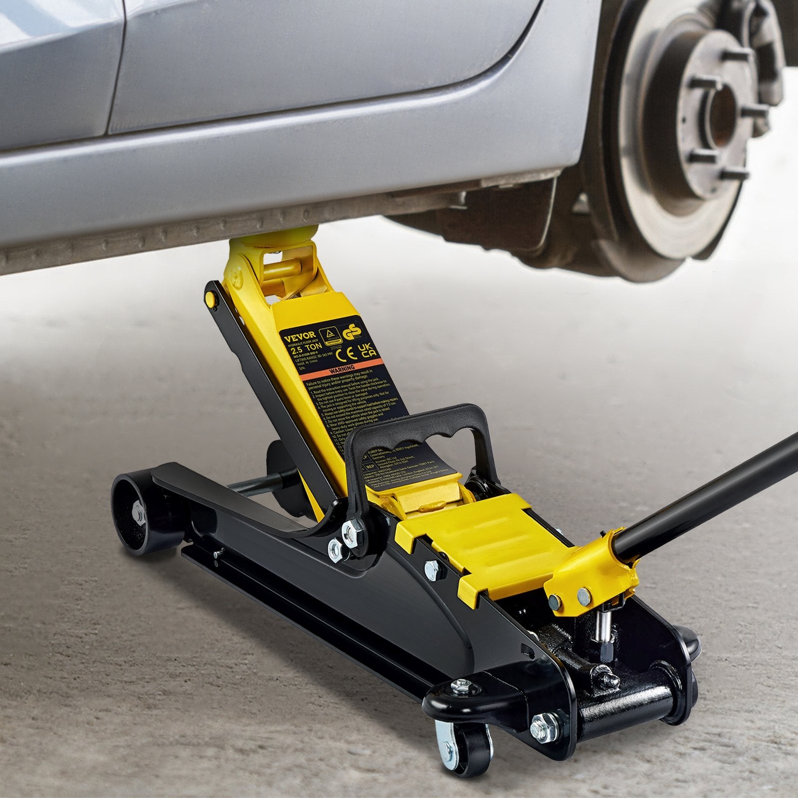 VEVOR Floor Jack, 2.5 Ton Low Profile Floor Jack, Heavy-duty Steel Racing Floor Jack With Single Piston Lift Pump, Floor Jack Lifting Range 85 mm-380 mm