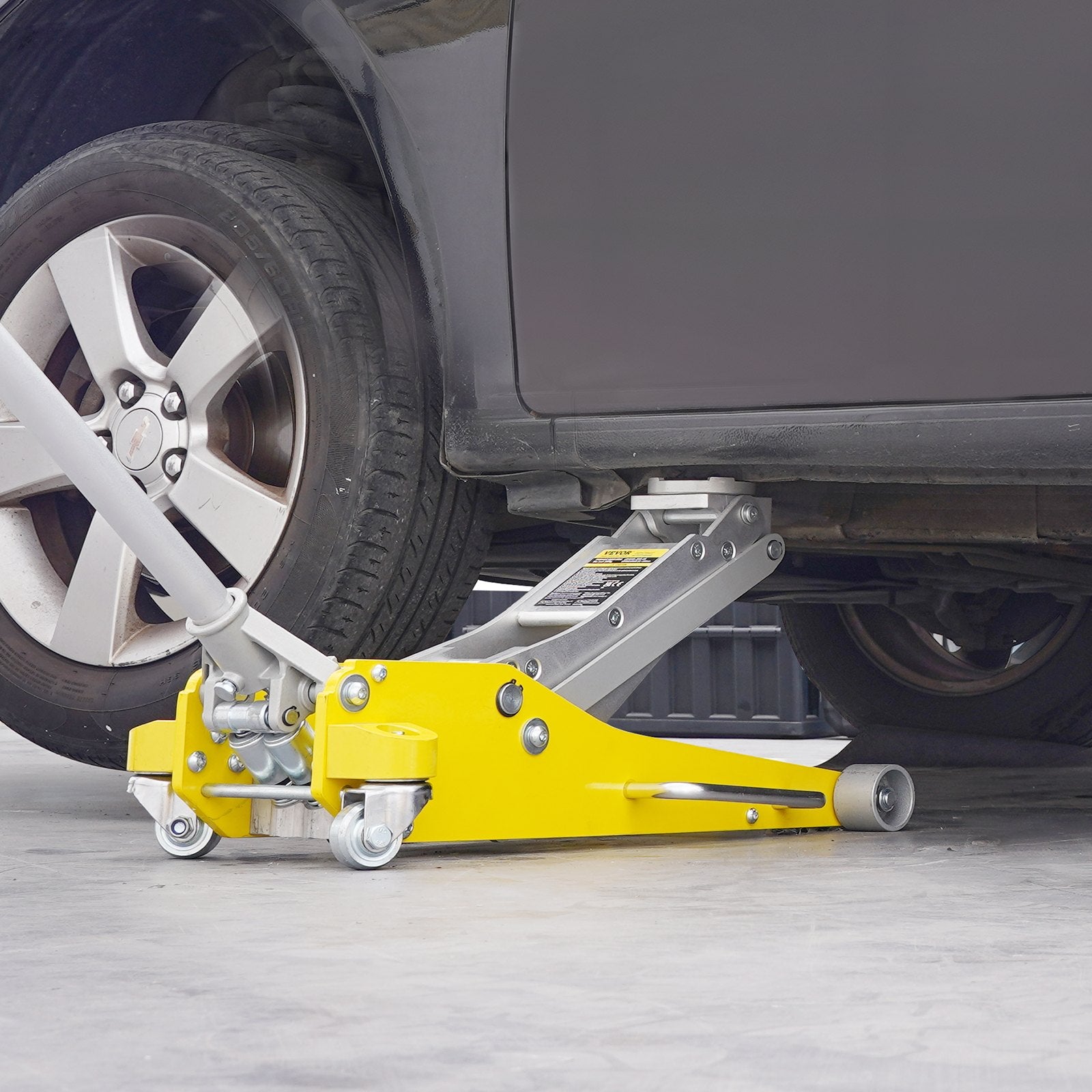 VEVOR Low Profile Floor Jack 3 Ton (6600 lbs), Heavy Duty Aluminum Hydraulic Racing Floor Jack, Hydraulic Car Jack, Dual Piston Quick Lift Pump, 3.7"-18.3" Height Lifting Range (Yellow)
