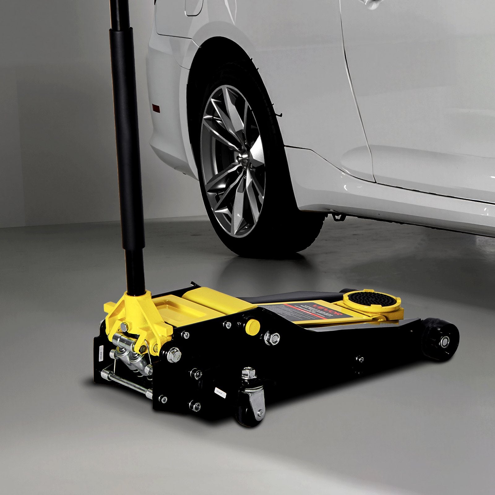 VEVOR Low Profile Floor Jack, 4 Ton Capacity, Steel Racing Floor Jack with Dual Pistons Quick Lift Pump, Hydraulic Trolley Car Lift for Sport Utility Vehicle, Lifting Range 100-545 mm, Yellow & Black
