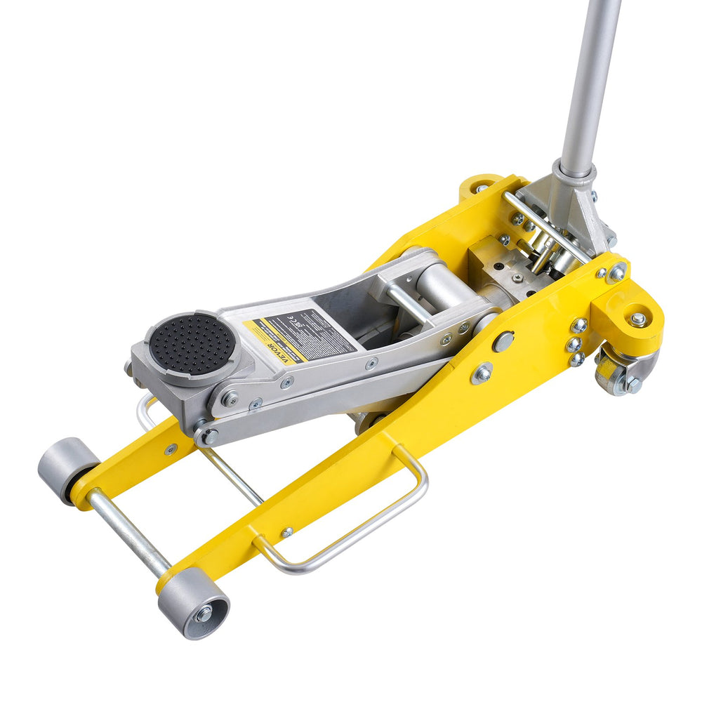 VEVOR Low Profile Floor Jack 3 Ton (6600 lbs), Heavy Duty Aluminum Hydraulic Racing Floor Jack, Hydraulic Car Jack, Dual Piston Quick Lift Pump, 3.7"-18.3" Height Lifting Range (Yellow)