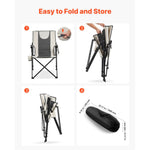 VEVOR Folding Camping Chair, 3 Reclining Positions, Outdoor High Back Camping Chair, 260lbs Weight Capacity, Full Padded Beach Chairs with Armrest & Headrest, Portable Lawn Chairs for Sports Travel