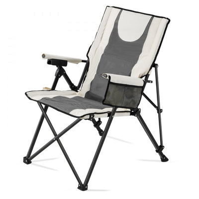 VEVOR Folding Camping Chair, 3 Reclining Positions, Outdoor High Back Camping Chair, 260lbs Weight Capacity, Full Padded Beach Chairs with Armrest & Headrest, Portable Lawn Chairs for Sports Travel