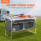 VEVOR Camping Kitchen Table Folding Portable Cook Station 3 Adjustable Heights