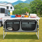 VEVOR Camping Kitchen Table Folding Portable Cook Station 3 Adjustable Heights