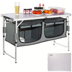 VEVOR Camping Kitchen Table Folding Portable Cook Station 3 Adjustable Heights