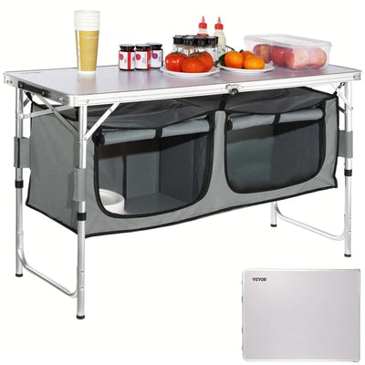 VEVOR Camping Kitchen Table Folding Portable Cook Station 3 Adjustable Heights