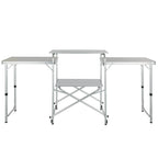 VEVOR Camping Kitchen Table, Folding Outdoor Cooking Table with Storage Carrying Bag, Aluminum Cook Station 3 Cupboard & Detachable Windscreen, Quick Set-up for Picnics, BBQ, RV Traveling, Brown