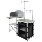 VEVOR Camping Kitchen Table Folding Portable Cook Table 1 Cupboard & Windscreen