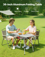 VEVOR Folding Camping Table, Portable Roll Up Side Tables, Lightweight Aluminum Beach Table with Adjustable Height, Top Mesh Layer and Carry Bag, For Outdoor BBQ Tailgating Picnic, Travel, Silver