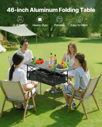 VEVOR Folding Camping Table, Portable Roll Up Side Tables, Lightweight Aluminum Beach Table with Adjustable Height, Large Storage Bag and Carry Bag, For Outdoor BBQ Tailgating Picnic, Travel, Black