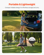 VEVOR Folding Camping Table, Portable Roll Up Side Tables, Lightweight Aluminum Beach Table with Adjustable Height, Top Mesh Layer and Carry Bag, For Outdoor BBQ Tailgating Picnic, Travel, Silver