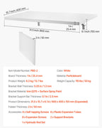 VEVOR Wall Mounted Folding Table, 31.5 x 15.7 inches Wall Mount Table, Floating Desk with Iron Bracket, Fold Down Desk for Small Spaces, Home Office, Dining, Laundry Room, Kitchen, Bar, White