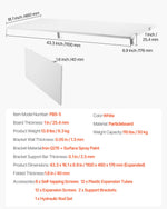 VEVOR Wall Mounted Folding Table, 43.3 x 18 inches Wall Mount Table, Floating Desk with Iron Bracket, Fold Down Desk for Small Spaces, Home Office, Dining, Laundry Room, Kitchen, Bar, White