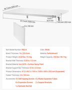 VEVOR Wall Mounted Folding Table, 47.2 x 19.7 inches Wall Mount Table, Floating Desk with Iron Bracket, Fold Down Desk for Small Spaces, Home Office, Dining, Laundry Room, Kitchen, Bar, White
