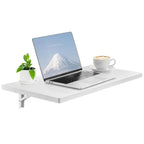 VEVOR Wall Mounted Folding Table, 31.5 x 15.7 inches Wall Mount Table, Floating Desk with Iron Bracket, Fold Down Desk for Small Spaces, Home Office, Dining, Laundry Room, Kitchen, Bar, White