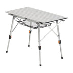 VEVOR Folding Camping Table, Portable Roll Up Side Tables, Lightweight Aluminum Beach Table with Adjustable Height, Top Mesh Layer and Carry Bag, For Outdoor BBQ Tailgating Picnic, Travel, Silver