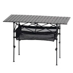 VEVOR Folding Camping Table, Portable Roll Up Side Tables, Lightweight Aluminum Beach Table with Adjustable Height, Large Storage Bag and Carry Bag, For Outdoor BBQ Tailgating Picnic, Travel, Black