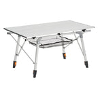 VEVOR Folding Camping Table, Portable Roll Up Side Tables, Lightweight Aluminum Beach Table with Adjustable Height, Top Mesh Layer and Carry Bag, For Outdoor BBQ Tailgating Picnic, Travel, Silver