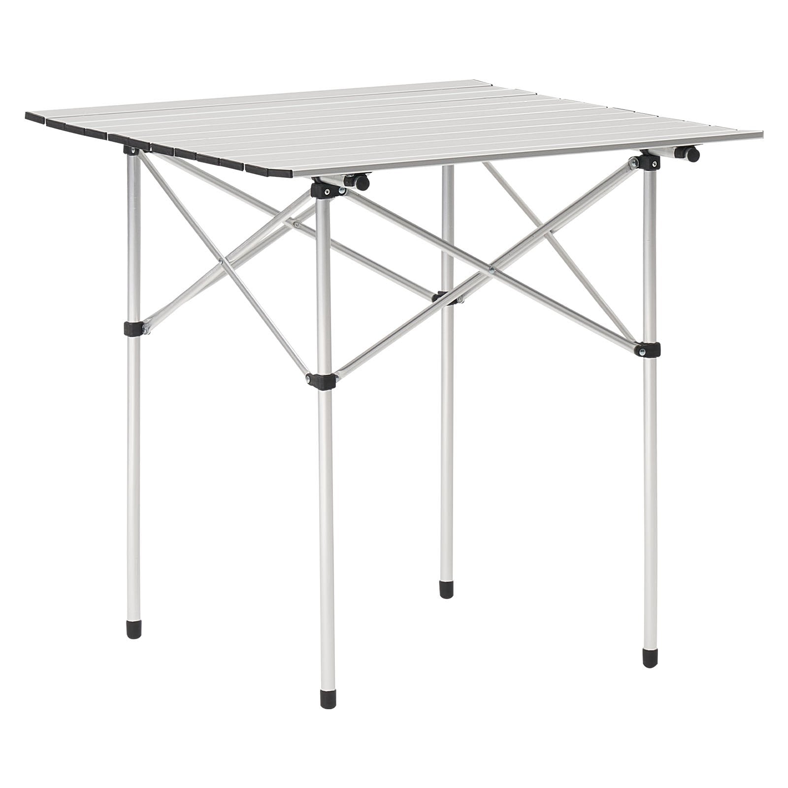 VEVOR Folding Camping Table, Portable Roll Up Side Tables, Small Lightweight Aluminum Beach Table, Compact with Carry Bag, for Outdoor Cooking, Tailgating, Grilling, Picnic, Travel, Silver