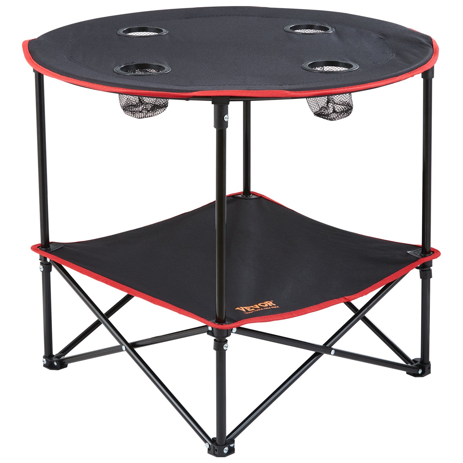 VEVOR Folding Camping Table, Outdoor Portable Side Tables, Lightweight Fold Up Table, 600D Oxford Fabric & Steel Ultra Compact Work Table with Large Storage & Carry Bag, For Beach Picnic, 28.3"x24"
